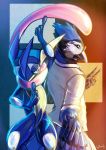  anthro armin_(megalink55) avian bird blue_eyes blue_jay clothed clothing corvid duo greninja hi_res jay_(bird) male new_world_jay nintendo pok&eacute;mon pok&eacute;mon_(species) shadify video_games 