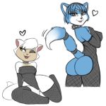  &lt;3 1:1 3_toes animal_humanoid anthro biped blue_body blue_eyes blue_hair breasts butt canid canine cat_humanoid cats_don&#039;t_dance clothing collar dipstick_tail duo felid felid_humanoid feline feline_humanoid female fishnet fishnet_armwear fishnet_legwear fishnet_topwear fox hair hi_res humanoid krystal legwear looking_at_viewer makeup mammal mammal_humanoid mudwatch multicolored_body multicolored_tail nintendo nipple_outline one_eye_closed open_mouth open_smile rear_view sawyer_(cats_don&#039;t_dance) sitting smile solo_focus standing star_fox starfox_adventures stockings studded_collar tail_wraps tan_body tight_clothing toes two_tone_body video_games warner_brothers white_body white_hair wraps yellow_eyes 