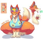  animal_crossing anthro audie_(animal_crossing) big_breasts blush bodily_fluids breasts canid canine canis clothed clothing female food hi_res kemono mammal nintendo popsicle rabbitbrush saliva solo sweat tongue tongue_out video_games wolf 