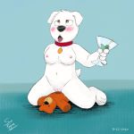  1:1 breasts brian_griffin canid canine canis domestic_dog family_guy female fur genitals hi_res mammal pussy samuel_pejack teddy_bear white_body white_fur 