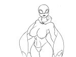  2020 4:3 big_breasts blush breasts digital_media_(artwork) female humanoid looking_at_viewer monochrome mrbroomstic_(artist) not_furry nude simple_background smile solo standing 