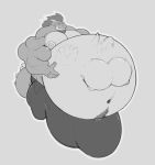  anthro balls belly big_balls big_belly big_bulge big_muscles big_penis body_outline bottomwear bulge clothed clothing dragon duo face_imprint facial_hair genitals hair hand_imprint hi_res horn huge_balls huge_bulge huge_muscles huge_penis hyper hyper_balls hyper_belly hyper_bulge hyper_genitalia hyper_muscles hyper_penis imprint laggio male male/male male_pred male_prey monochrome musclegut muscular nipples oral_vore pants penis sachiel_666 smile topless vore 