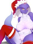  2017 anthro areola breasts cecily_lin christmas clothing collarbone female genitals hat headgear headwear hi_res holidays legwear multicolored_clothing multicolored_legwear navel nipples non-mammal_breasts pussy red_clothing red_hat red_headwear red_legwear reptile santa_hat scalie simple_background snake snake_hood solo thigh_highs two_tone_clothing two_tone_hat two_tone_legwear white_background white_clothing white_hat white_headwear white_legwear yellow_eyes 