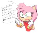  2020 amy_rose anthro clothing english_text eulipotyphlan female fur gloves green_eyes handwear hedgehog humor low_res mammal meme pink_body pink_fur simple_background solo sonic_the_hedgehog_(series) speech_bubble subakitsu text white_background 