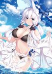  azur_lane bikini cleavage illustrious_(azur_lane) mamizu see_through skirt_lift swimsuits underboob wet 