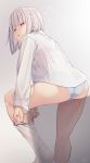  ass bra dress_shirt pantsu ramchi see_through shimapan undressing 