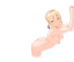  artoria_pendragon_(all) ass blonde_hair blush braids breasts fate/stay_night fate_(series) green_eyes nanahime_(aoi) nipples nude saber short_hair signed white 