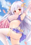  azur_lane cameltoe cheerleader cygnet_(azur_lane) pantsu skirt_lift ss851251 thighhighs thong 