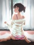  ass bra dress_shirt feet open_shirt pantsu see_through tama_(seiga46239239) undressing wet wet_clothes 