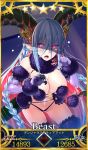  +_+ 1girl :o blue_hair braid breasts butter-t card_(medium) claws cleavage commentary_request cosplay craft_essence curled_horns dangerous_beast elbow_gloves fate/grand_order fate_(series) fur-trimmed_gloves fur-trimmed_legwear fur_collar fur_trim gloves glowing glowing_eyes hair_between_eyes halloween_costume horns large_breasts long_hair long_horns looking_at_viewer mash_kyrielight mash_kyrielight_(cosplay) parody pink_eyes pointy_ears purple_gloves revealing_clothes solo stomach_tattoo symbol-shaped_pupils tail tattoo thighhighs tiamat_(fate/grand_order) twin_braids very_long_hair 