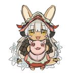  2others androgynous animal_ears blush chibi eyebrows_visible_through_hair full_body kawasemi27 looking_at_viewer made_in_abyss mitty_(made_in_abyss) multiple_others nanachi_(made_in_abyss) open_mouth red_eyes short_hair smile tail whiskers white_hair yellow_eyes 