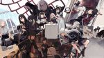  6+girls absurdres agent_(girls_frontline) alchemist_(girls_frontline) april_fools architect_(girls_frontline) bag bangs beak_(girls_frontline) bicycle black_hair black_legwear black_serafuku book bookshelf braid brown_footwear cake chopsticks closed_eyes cup destroyer_(girls_frontline) double_bun dreamer_(girls_frontline) duoyuanjun eating elisa_(girls_frontline) executioner_(girls_frontline) eyepatch facial_mark food forehead_mark gager_(girls_frontline) girls_frontline glasses ground_vehicle hair_between_eyes highres holding holding_chopsticks holding_cup hunter_(girls_frontline) intruder_(girls_frontline) judge_(girls_frontline) kneehighs loafers long_sleeves m16a1_(girls_frontline)_(boss) m4a1_(girls_frontline) mask multiple_girls ouroboros_(girls_frontline) plate red_eyes sangvis_ferri scarecrow scarecrow_(girls_frontline) school_bag school_uniform serafuku shoes sitting standing sword weapon white_hair wooden_sword yellow_eyes 