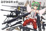  2020 :3 angel_wings animal_ears anti-materiel_rifle assault_rifle barefoot barrett_m82 bipod breasts bulletproof_vest cat_ears character_name detached_sleeves dual_wielding goggles goggles_on_head green_eyes green_hair gun handgun hase_yu holding kriss_vector machine_gun mg42 nyano original pistol pouch revolver rifle scope seiza sideboob sitting small_breasts smile smith_&amp;_wesson_model_500 sniper_rifle submachine_gun translation_request trigger_discipline weapon wings 