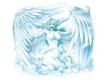  2017 5:4 alpha_channel animal_humanoid avian avian_humanoid big_breasts blue_and_white blue_eyes blue_hair bodskih border breasts elemental_creature european_mythology feathered_wings feathers female greek_mythology hair harpy humanoid mineral_fauna monet monochrome monster_girl_(genre) mostly_nude mythological_avian mythology one_piece sharp_teeth snow snow_creature solo teeth transformation transparent_border white_body wide_hips wings 