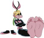  5_toes alpha_channel anthro barefoot crossed_arms feet female foot_focus fur green_eyes hi_res lagomorph leporid lexi_bunny loonatics_unleashed looney_tunes mammal pink_body pink_fur rabbit soles solo t95master toes warner_brothers 