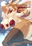  2020 anthro antlers big_breasts breasts capreoline cervid female fur hair hi_res horn kemono kishibe looking_at_viewer mammal open_mouth reindeer solo 