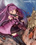  1girl artist_name axe chocojax dress earrings fire_emblem fire_emblem:_three_houses freikugel_(weapon) gloves highres hilda_valentine_goneril holding holding_axe jewelry long_hair open_mouth pink_eyes pink_hair ponytail red_gloves short_dress solo 