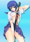  katana kurogane_otome mikazuki_akira! panties sarashi school_uniform solo sword tsuyokiss underwear weapon white_panties 