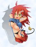  arekishi beastmaster bikini blush breasts cleavage disgaea huge_breasts kakuretenai pointy_ears red_hair swimsuit tail yellow_eyes 