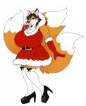 anthro ashwolves5 big_breasts breasts canid canine christmas cleavage clothed clothing dress female fox hi_res holidays huge_breasts humanoid mammal 