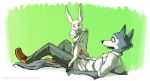  2020 anthro beastars blush bodily_fluids bottomwear canid canine canis clothed clothing cum cum_in_pussy cum_inside dress duo female female_penetrated footwear fur genital_fluids genitals haru_(beastars) interspecies knot lagomorph legoshi_(beastars) leporid male male/female male_penetrating male_penetrating_female mammal open_pants open_shirt pants penetration penis rabbit robcivecat sex shirt shoes size_difference topwear vaginal vaginal_penetration white_body white_fur wolf 
