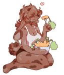  &lt;3 anthro bowl breasts brown_body brown_fur brown_hair carrot cleavage clothed clothing cutlery eating female food fork fur hair hair_over_eyes kitchen_utensils lagomorph leporid mammal nipple_outline paperclip_(artist) plant rabbit simple_background solo tools vegetable white_background 
