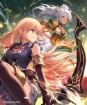  animal_ears cleavage lee_hyeseung pointy_ears shadowverse skirt_lift tail thighhighs weapon 