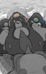  2020 blueblu forest genitals group hi_res looking_at_another looking_at_partner male male/male nintendo obese overweight palpitoad penis pok&eacute;mon pok&eacute;mon_(species) sandshrew shiny_pok&eacute;mon simple_background size_difference slightly_chubby standing tree video_games 
