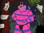  alice_in_wonderland anthro belly bulge cheshire_cat chubby_male clothing huskular jockstrap male muscular puck-the-buck solo underwear 