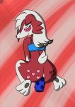  &lt;3 (dterrorclaw) amber anal anal_masturbation anal_penetration anthro anus body_writing bottomless butt clothed clothing dildo female hi_res lycanroc masturbation midnight_lycanroc midriff_top nintendo penetration pok&eacute;mon pok&eacute;mon_(species) sex_toy smile solo tattoo text tight_fit toying_self unknown_artist video_games 