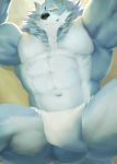  2020 abs anthro asian_clothing beard big_muscles black_nose bozi canid canine canis clothed clothing east_asian_clothing facial_hair fundoshi fur grey_body grey_fur hi_res japanese_clothing law_(sdorica_sunset) looking_at_viewer low-angle_view male mammal multicolored_body multicolored_fur muscular muscular_male pecs simple_background solo topless two_tone_body two_tone_fur underwear underwear_only white_body white_fur wolf yellow_eyes 