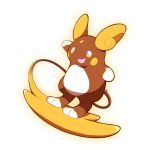  alolan_raichu alternate_color artsy-rc commentary english_commentary full_body gen_7_pokemon highres looking_at_viewer no_humans outline pokemon pokemon_(creature) shiny_pokemon signature simple_background smile white_background yellow_outline 