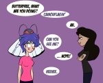  2019 arthropod butterfree dialogue english_text female hair hi_res human humanoid insect insect_wings mammal mikaila_turkleson nintendo pok&eacute;mon pok&eacute;mon_(species) purple_hair text video_games wings 