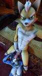  9:16 anthro canid canine cock_on_face cock_worship duo female fox fox_mccloud happy hi_res knot krystal male male/female mammal nintendo penile selfie star_fox syralith tongue tongue_out video_games worship 