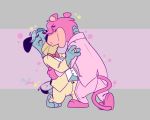  anthro blue_body blue_fur canid canine canis clothing cougar domestic_dog duo embrace eyes_closed felid feline fur hanna-barbera huckleberry_hound kissing male male/male mammal married pink_body pink_fur ring snagglepuss tarneydraws the_huckleberry_hound_show unknown_artist 