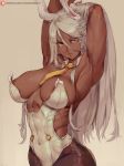  2020 animal_humanoid breasts clothed clothing cutesexyrobutts digital_media_(artwork) female hair hi_res humanoid lagomorph lagomorph_humanoid leporid_humanoid long_hair looking_at_viewer mammal mammal_humanoid miruko my_hero_academia patreon rabbit_humanoid rumi_usagiyami simple_background solo text url white_hair 