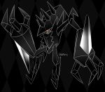  black_background black_theme cilvia_mirell commentary creature english_commentary full_body gen_7_pokemon looking_at_viewer necrozma no_humans pokemon pokemon_(creature) signature solo 