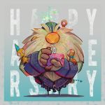  1:1 bard_(lol) birthday_cake cake clothed clothing daria_arbuz digital_media_(artwork) english_text food group hair hat headgear headwear hi_res humanoid league_of_legends not_furry party_hat riot_games size_difference standing text video_games 