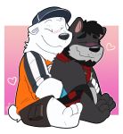  &lt;3 anthro bearwolf blush canid canine canis cuddling duo etalus hi_res hybrid krousser lovers_of_aether male mammal polar_bear thepandobo ursid ursine wolf 