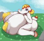  animal_crossing anthro areola big_breasts big_butt blue_eyes breasts butt elephant elephantid female hand_on_breast hi_res huge_breasts hyper hyper_breasts looking_at_viewer makeup mammal margie_(animal_crossing) mascara nintendo nipple_outline nude outside pasties petronoise proboscidean side_view sitting smile solo video_games white_body white_skin 