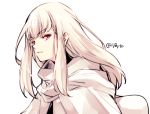  1girl alternate_costume closed_mouth fire_emblem fire_emblem:_three_houses long_hair lysithea_von_ordelia naho_(pi988y) pink_eyes simple_background solo twitter_username upper_body white_background white_hair 