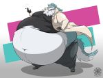  anthro belly belly_overhang big_belly blue_body blue_fur blush brand_new_animal canid canine canis cigarette clothing coat dino.d.dice_(artist) fur gloves hand_on_stomach handwear hi_res holding_object hyper hyper_belly male mammal midriff moobs morbidly_obese morbidly_obese_male navel obese obese_male overweight overweight_male shirou_ogami smoking solo standing studio_trigger thick_thighs tight_clothing topwear torn_clothing white_body white_fur wide_hips wolf 