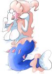  2019 blue_eyes breasts butt featureless_breasts female hair hi_res jewelry nintendo pok&eacute;mon pok&eacute;mon_(species) primarina riderx simple_background smile solo video_games white_background white_body 