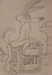  absurd_res animal_genitalia animal_penis anthro anus canid canine canine_penis canis coyote english_text genitals hi_res looney_tunes lufeed male mammal paws penis sheath smug solo suggestive_pose text warner_brothers wile_e._coyote 