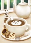  2015 araru beverage black_body black_fur coffee cookie detailed_background food fur giant_panda kemono mammal micro sitting slightly_chubby sugar sugar_cube ursid white_body white_fur 