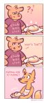  anthro canid canine comic duo felid food fox male mammal pantherine pudding slightly_chubby tiger zeta-haru 