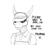  1:1 activision anthro clothing dragon english_text furgonomics hat headgear headwear hi_res hladilnik horn male meme menacing monochrome solo spyro_the_dragon subway_(restaurant) text video_games 