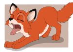  bent_over canid canine disney eyes_closed female feral fox fox_and_the_hound good_girl hi_res mammal open_mouth skateryena solo stretching tired vixey yawn 