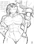  abs biceps big_breasts black_and_white bovine breasts dialog female hammer horn mammal max_blackrabbit monochrome muscles muscular_female nipples nude plain_background pussy solo tauren text video_games warcraft warrior weapon white_background world_of_warcraft 