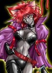  animal_ears cape cat_ears copyright_request manabe_jouji red_hair solo tail 
